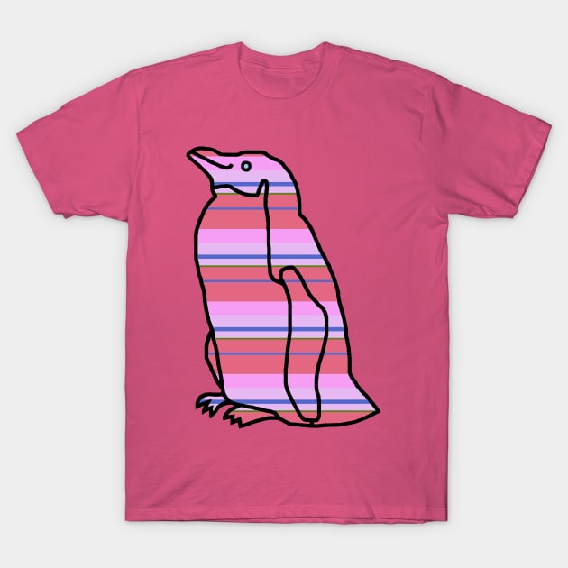 Hot Pink Bouquet Stripes Penguin T-Shirt by ellenhenryart